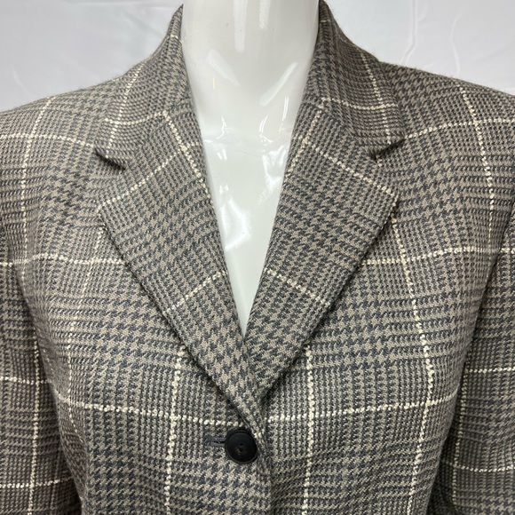 Lafayette 148 Windowpane Plaid Wool/Cashmere 3-Button Vintage Blazer Jacket 10 - Picture 2 of 5